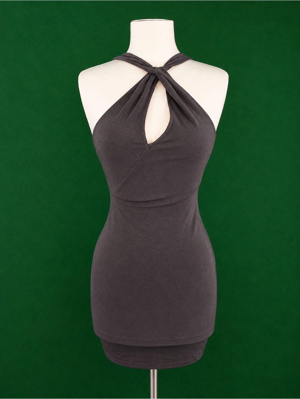 Blue Blush Charcoal Twist Halter Mini Dress